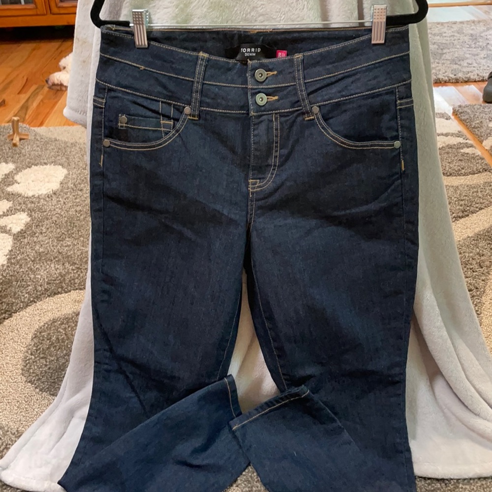 Torrid denim blue 12R  tags removed. Never worn or washed.